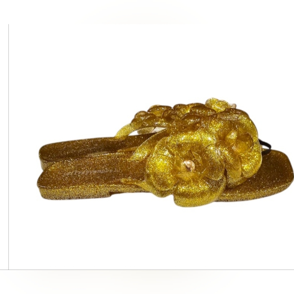 JEFFREY CAMPBELL Fleuris JellyFlip Flop In Gold Glitter SZ-8 NWT - Picture 5 of 9